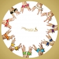Preview: Belly Dance Handkette Armband Handschmuck Fasching Tanzen Bauchtanzen Handgelenk Manschette Verkleidung Armbänder mit goldfarbenen Münzen (Paar) in orange